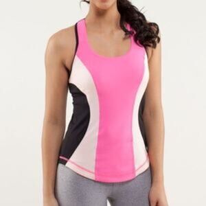 Lululemon Cardio Kick Racerback Tank In Pinkelicious / Parfait Pink / Black